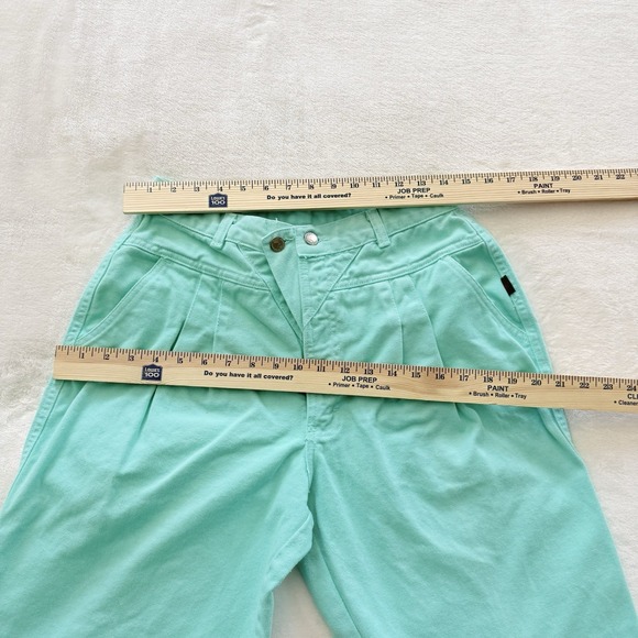Vintage Rocky Mountain High Waist Western Jeans Mint Green Pleated Tapered 32/13 - Picture 3 of 8